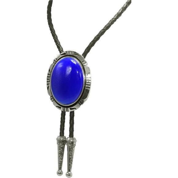 Bolo Tie Natural Colors Stone Blue Natural Stone 2 - Picture 4 of 6